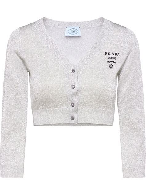 prada cardigan lurex|Prada Cropped Lurex Cardigan .